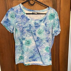 Floral Scoop Neck Tee - Blue Multi